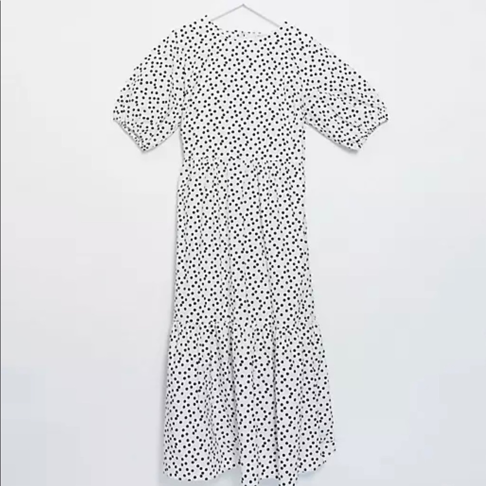 ASOS Design Curve Tiered White Polka Dot Dress
